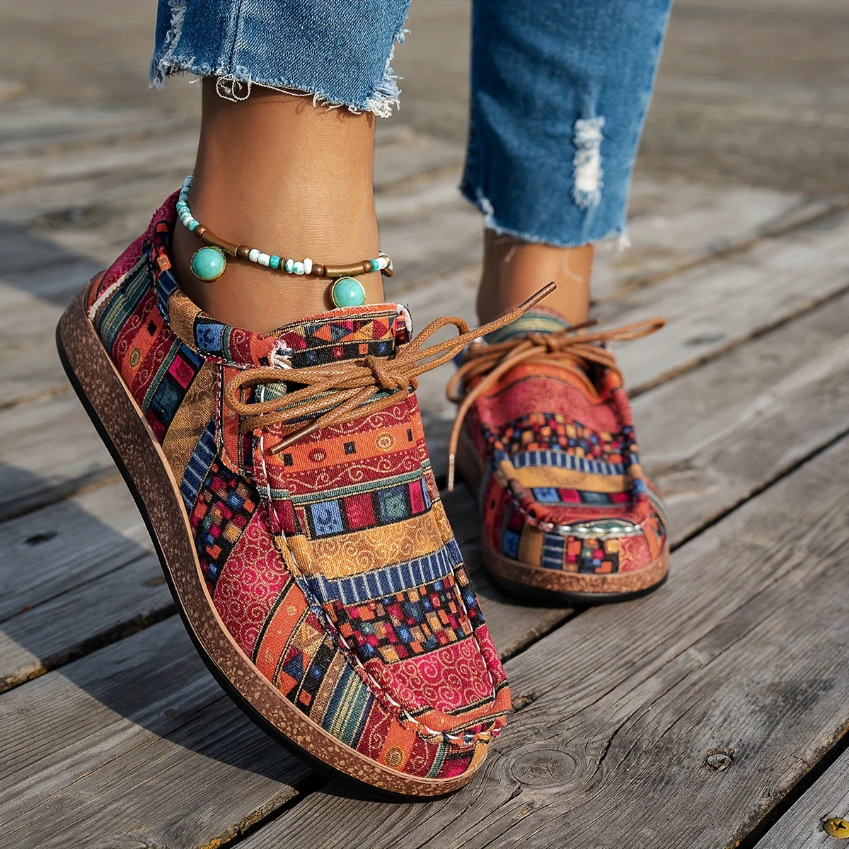 Baskets Comode con Patchwork Vivace – Calzature Eleganti per Tutti i Giorni - Image 2