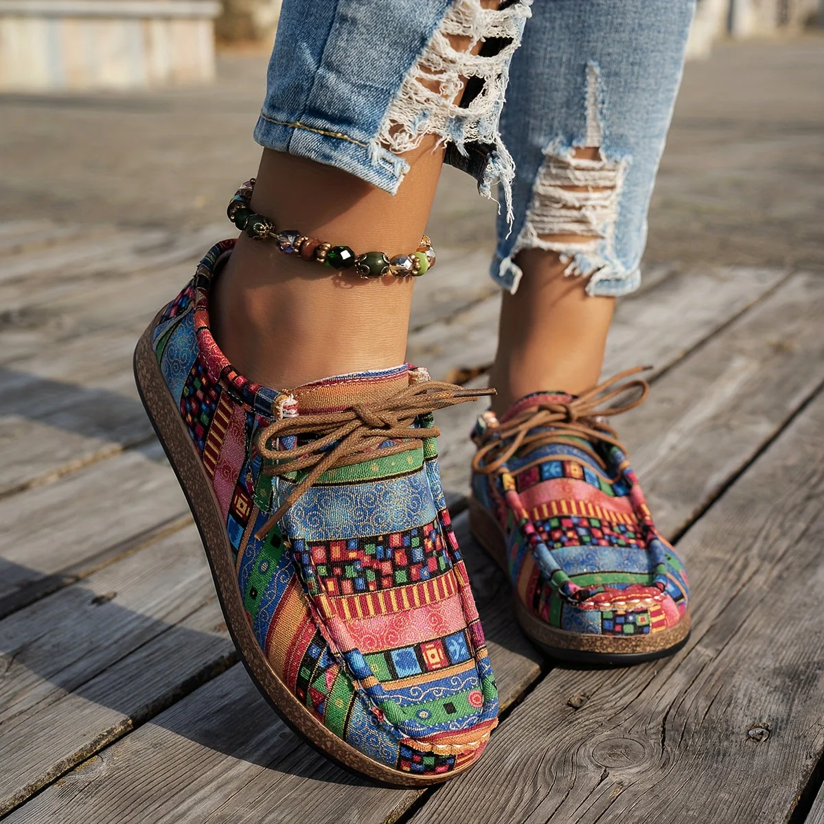Baskets Comode con Patchwork Vivace – Calzature Eleganti per Tutti i Giorni - Image 7