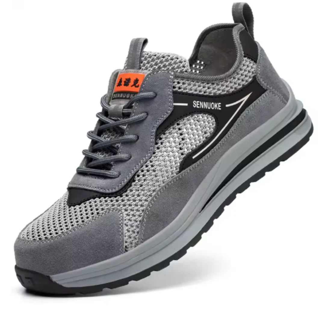 Baskets de sécurité légères durables homme – Embout en acier, antidérapantes, respirantes, chaussures de travail industrielles - Image 5