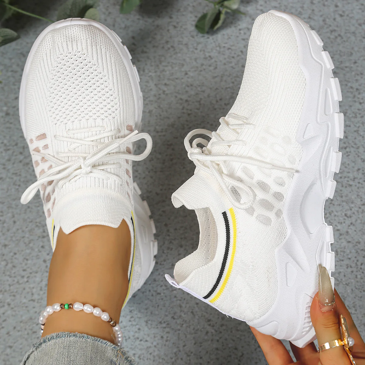 Baskets femme confort avec soutien de la voûte plantaire – Sneakers respirantes à enfiler pour marche quotidienne - Image 3