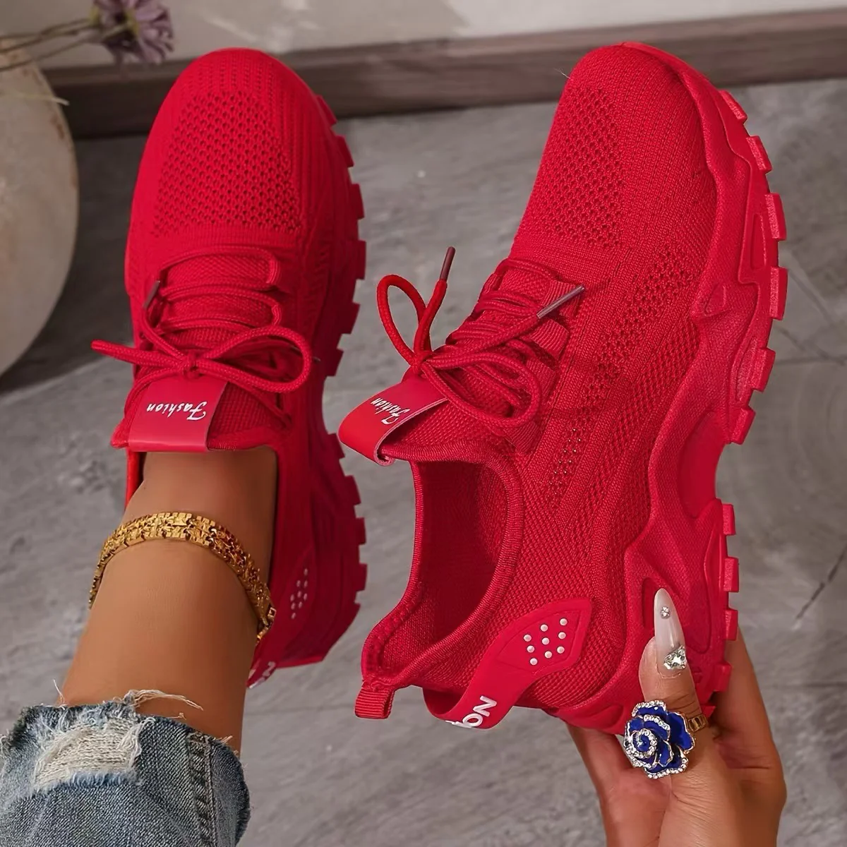 Baskets femme confort avec soutien de la voûte plantaire – Sneakers respirantes à enfiler pour marche quotidienne - Image 4