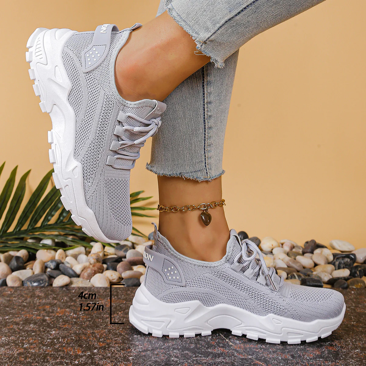 Baskets femme confort avec soutien de la voûte plantaire – Sneakers respirantes à enfiler pour marche quotidienne - Image 6