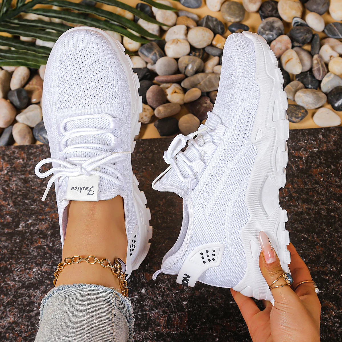 Baskets femme confort avec soutien de la voûte plantaire – Sneakers respirantes à enfiler pour marche quotidienne - Image 7