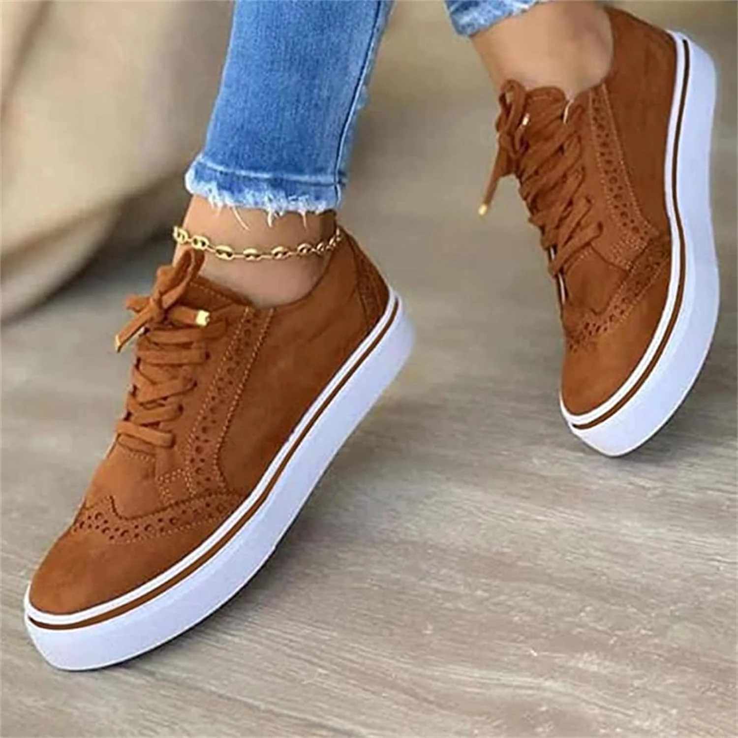 Baskets Orthopédiques En Daim À Lacets Pour Femme – Chaussures De Marche Confortables - Image 6