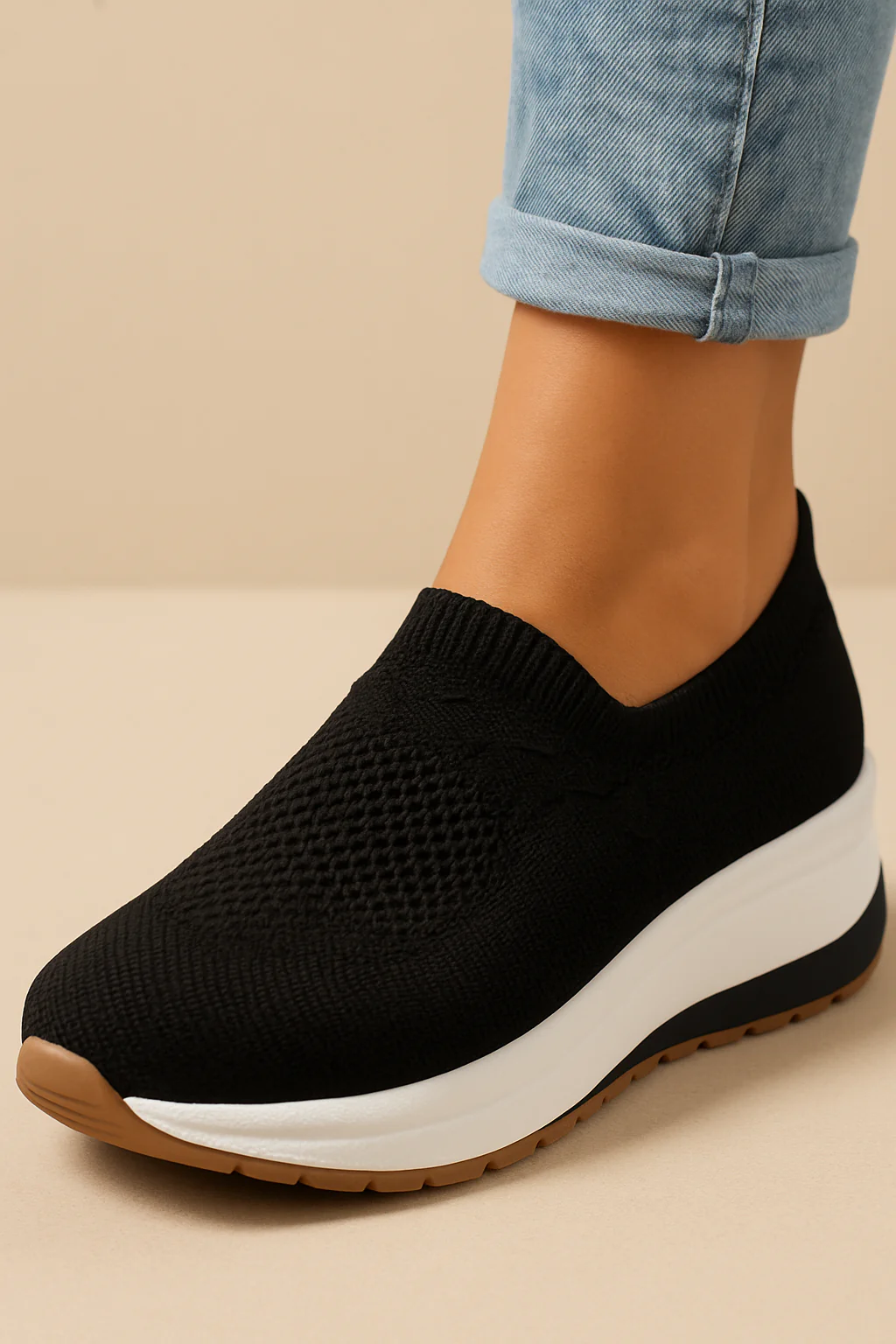 Baskets Respirantes et Élégantes Femme – Chaussures de Marche Confort Tricotées Sans Lacets - Image 3