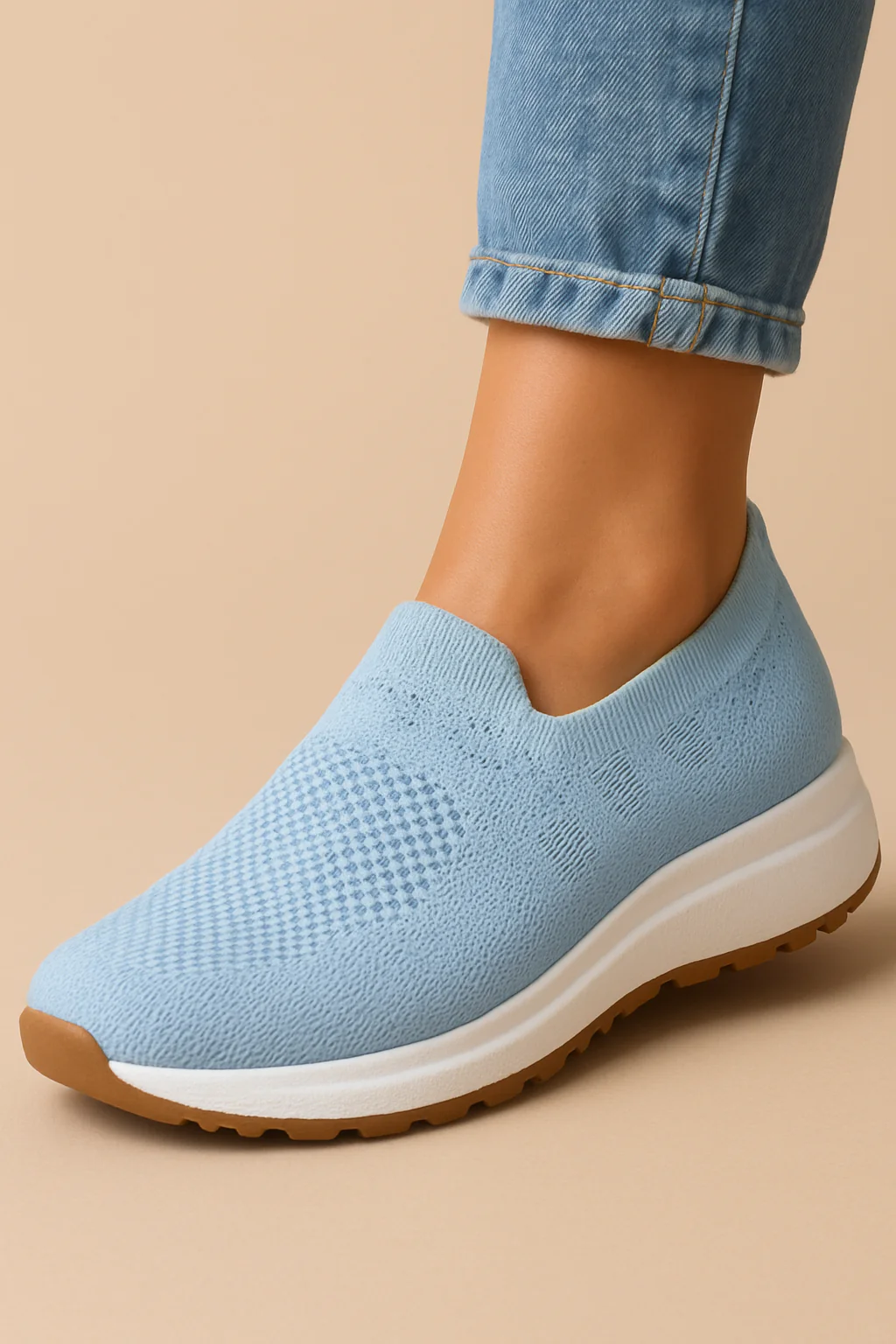 Baskets Respirantes et Élégantes Femme – Chaussures de Marche Confort Tricotées Sans Lacets - Image 4