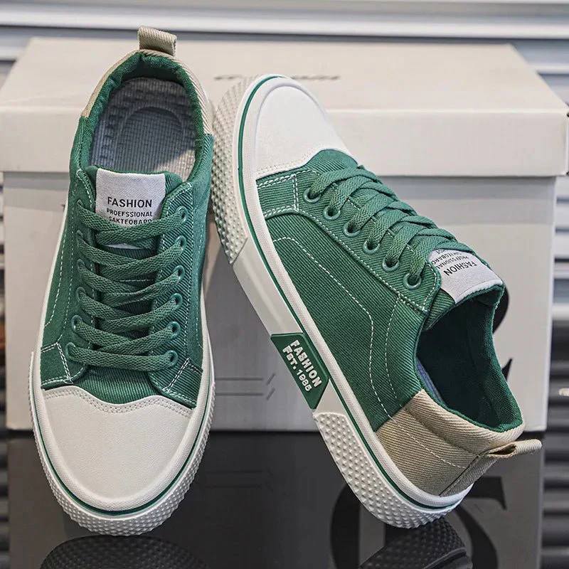 Baskets Rétro Homme en Toile – Chaussures Basses Bleu et Blanc Confortables - Image 3