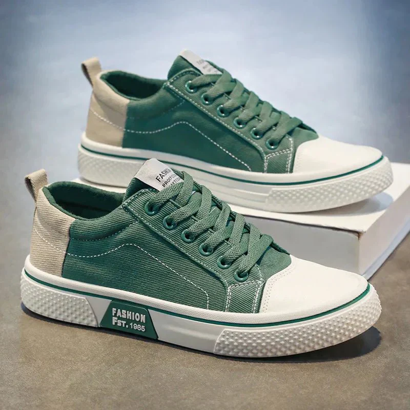 Baskets Rétro Homme en Toile – Chaussures Basses Bleu et Blanc Confortables - Image 4