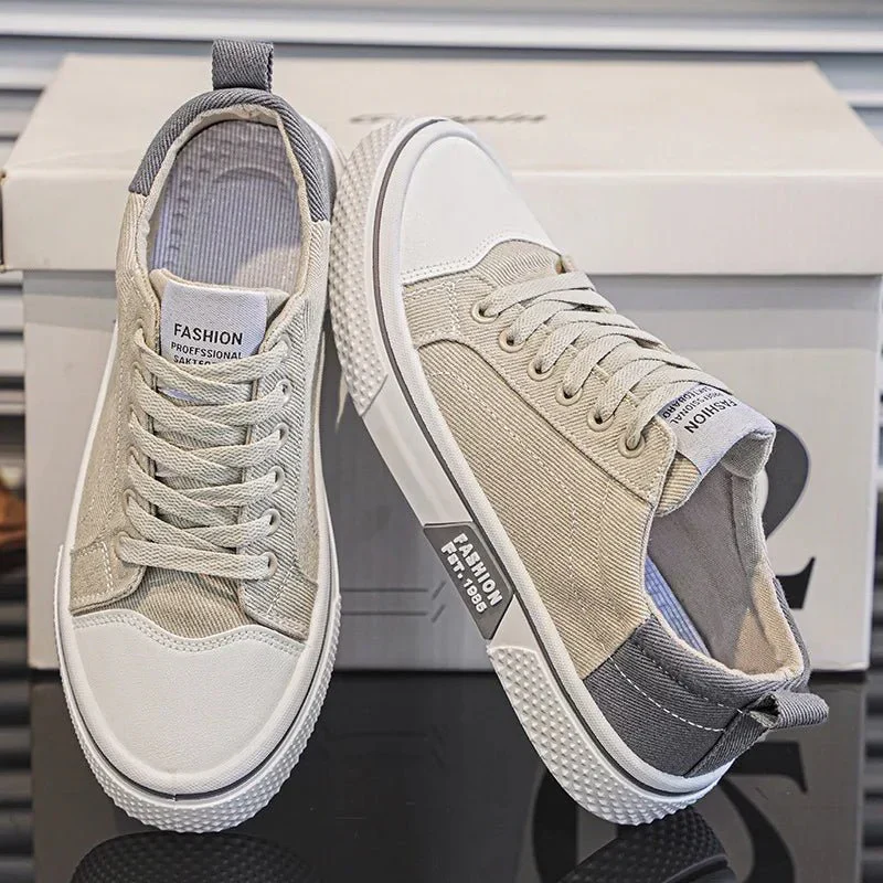 Baskets Rétro Homme en Toile – Chaussures Basses Bleu et Blanc Confortables - Image 5