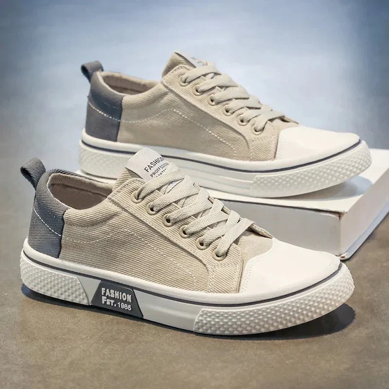 Baskets Rétro Homme en Toile – Chaussures Basses Bleu et Blanc Confortables - Image 6