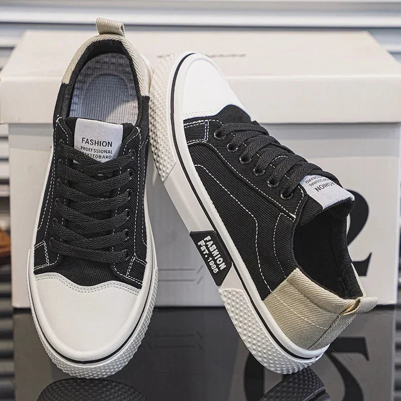 Baskets Rétro Homme en Toile – Chaussures Basses Bleu et Blanc Confortables - Image 7