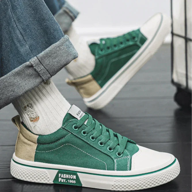 Baskets Rétro Homme en Toile – Chaussures Basses Bleu et Blanc Confortables - Image 8