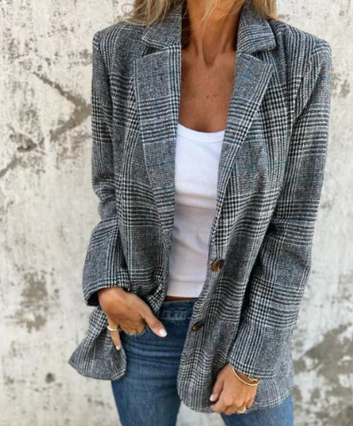 Blazer Tailleur à Carreaux pour Femme – Coupe Structurée et Confortable - Image 5