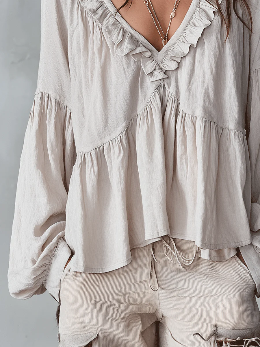 Blouse bohème femme à volants – Style vintage léger et romantique - Image 10