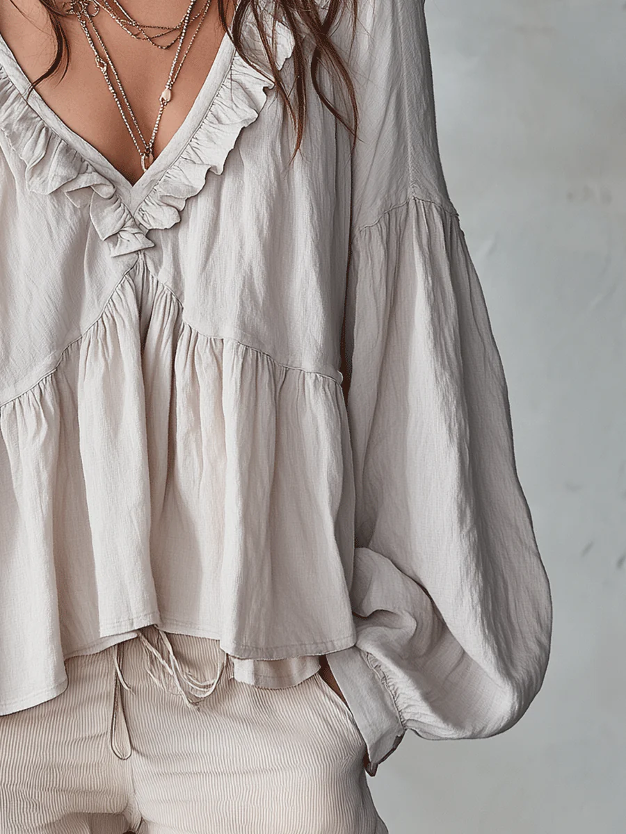 Blouse bohème femme à volants – Style vintage léger et romantique - Image 11