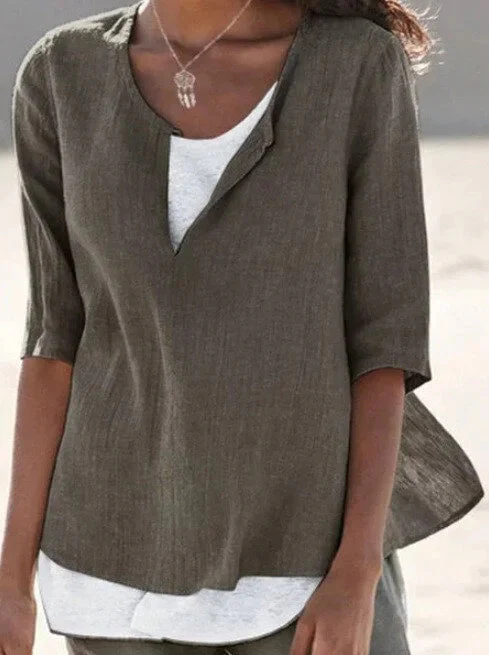 Blouse d’Été Femme Décontractée à Superpositions – Col V Coupe Ample - Image 2