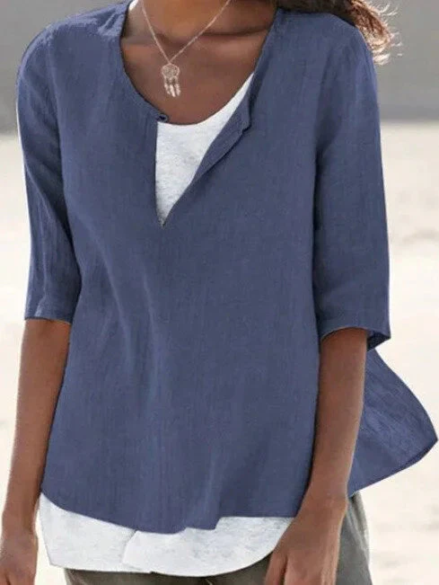 Blouse d’Été Femme Décontractée à Superpositions – Col V Coupe Ample - Image 4