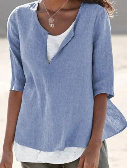 Blouse d’Été Femme Décontractée à Superpositions – Col V Coupe Ample - Image 5