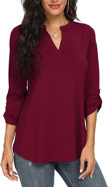 Blouse Décontractée Élégante Femme – Haut Col V Ample et Confortable - Image 9