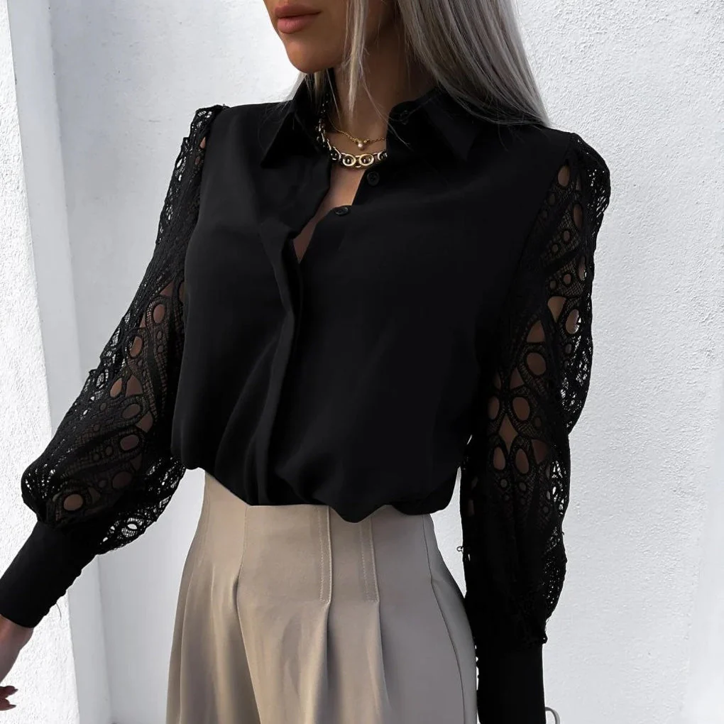 Blouse Élégante en Dentelle Femme – Haut Chic Ajouré Stylé - Image 4