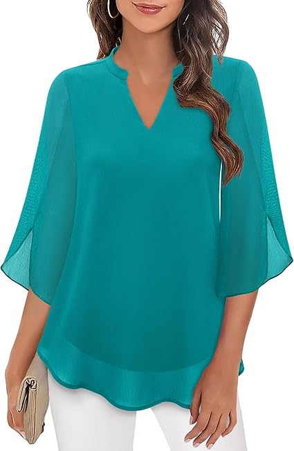 Blouse en Chiffon Élégante pour Femme – Haut Décontracté Coupe A-Line - Image 3
