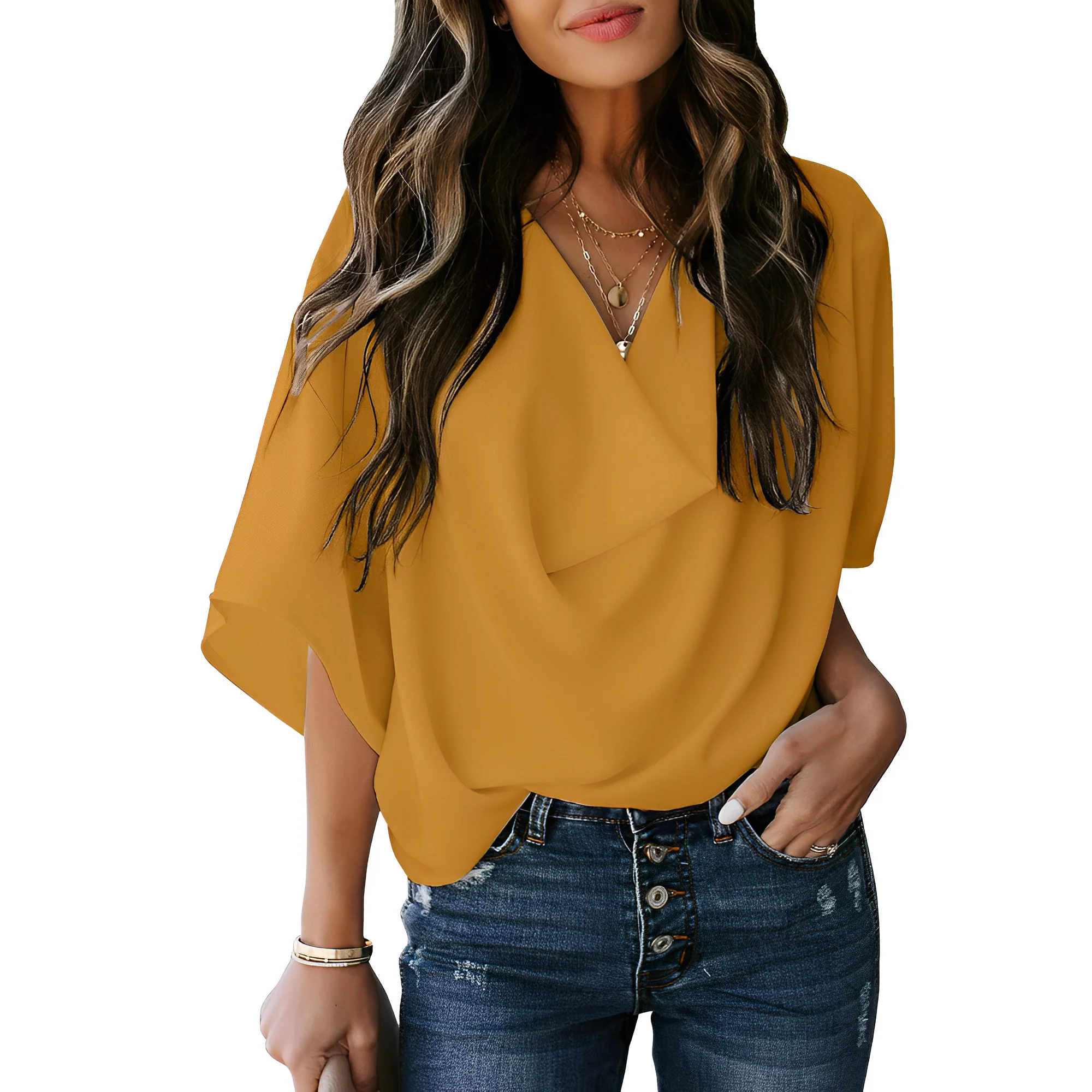 Blouse femme ample col en V - Legere et fluide - Image 7