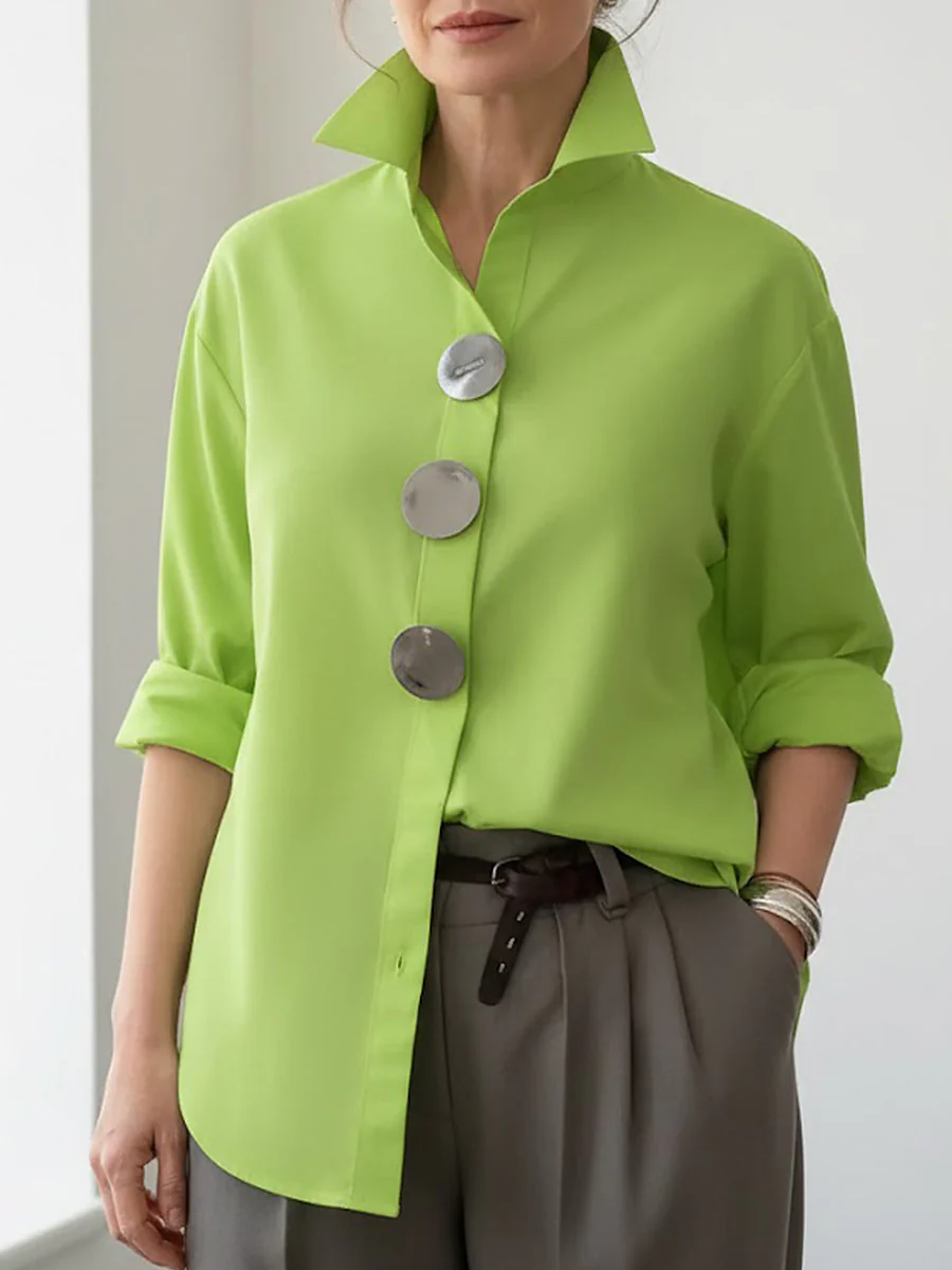 Blouse Femme Coton Lin – Col Montant Élégant Style Décontracté - Image 4