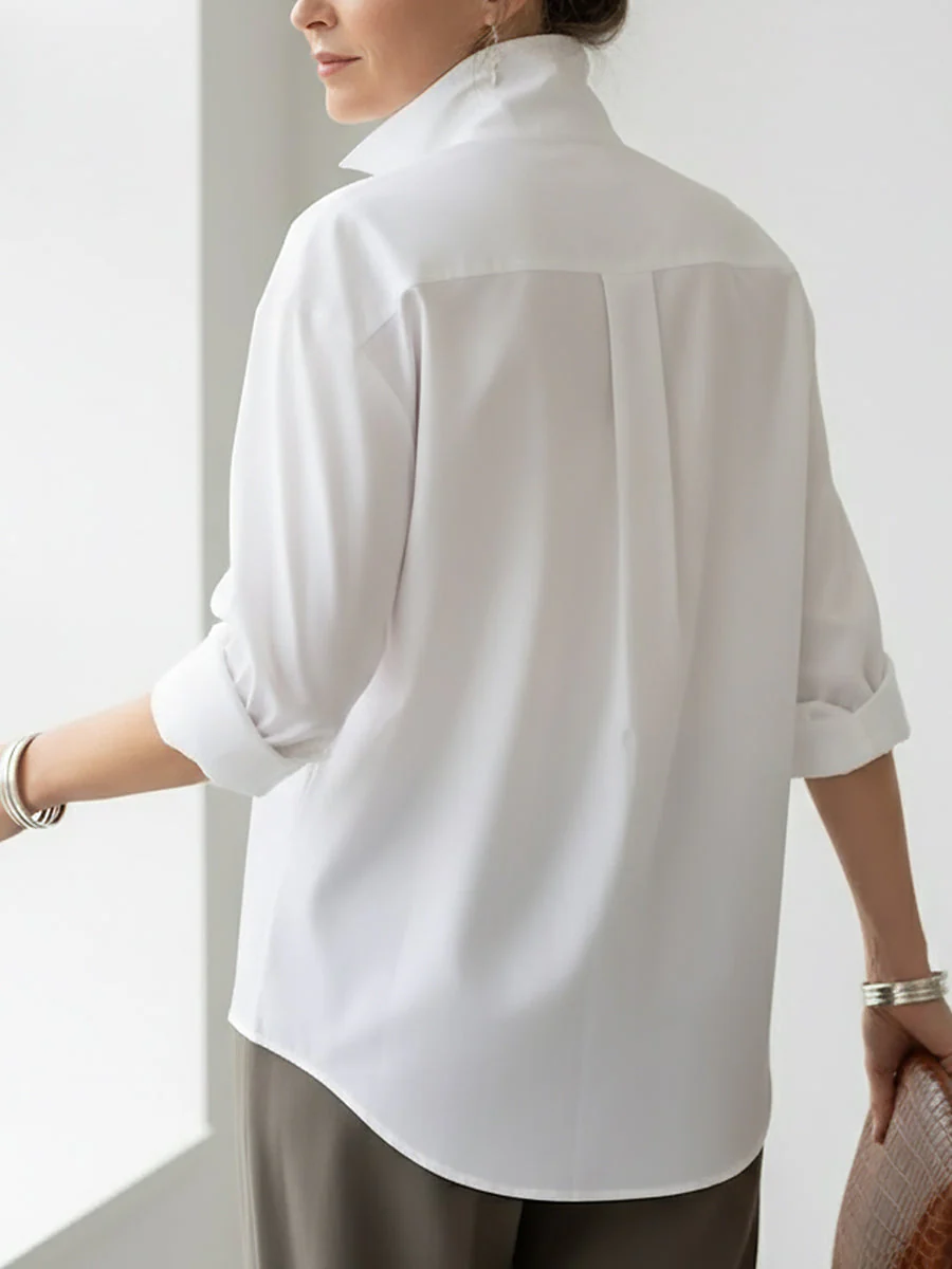 Blouse Femme Coton Lin – Col Montant Élégant Style Décontracté - Image 7