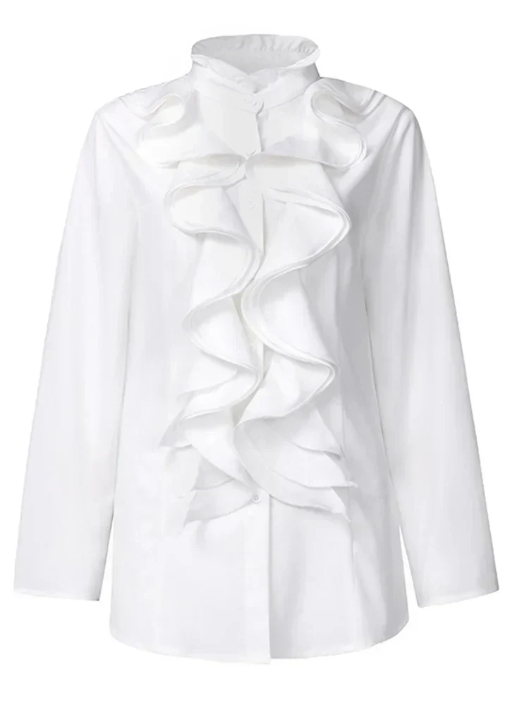 Blouse Femme Élégante à Manches Longues avec Volants – Chemise Chic et Stylée - Image 3