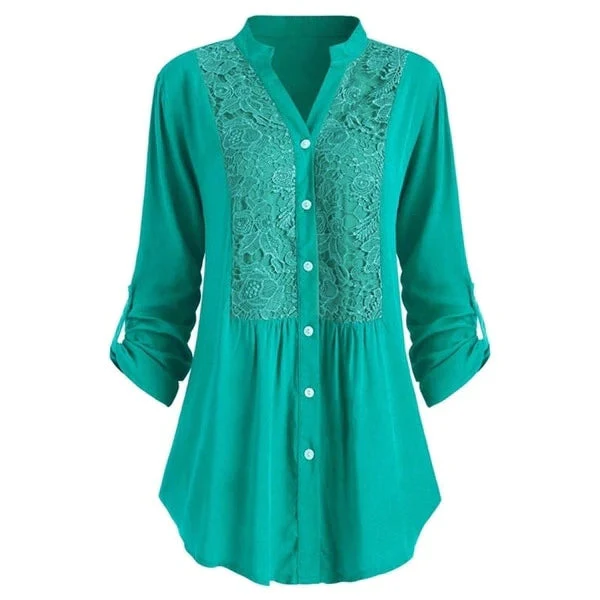 Blouse Femme Élégante en Dentelle à Boutons – Tunique Décontractée - Image 2