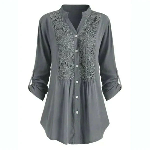 Blouse Femme Élégante en Dentelle à Boutons – Tunique Décontractée - Image 3