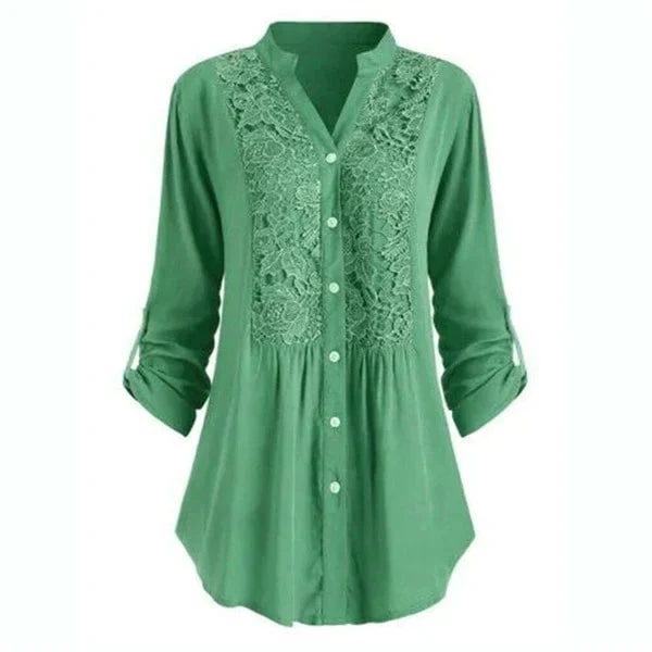 Blouse Femme Élégante en Dentelle à Boutons – Tunique Décontractée - Image 4