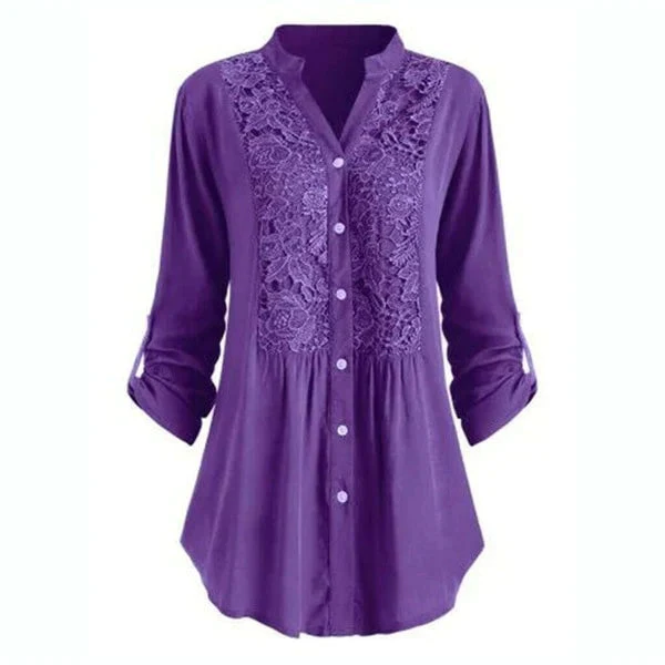 Blouse Femme Élégante en Dentelle à Boutons – Tunique Décontractée - Image 6