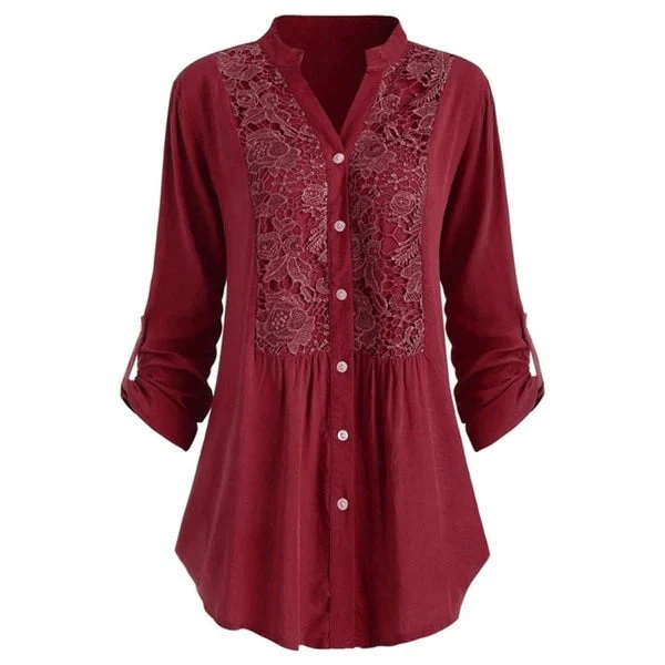 Blouse Femme Élégante en Dentelle à Boutons – Tunique Décontractée - Image 7