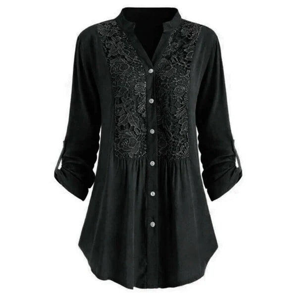Blouse Femme Élégante en Dentelle à Boutons – Tunique Décontractée - Image 8