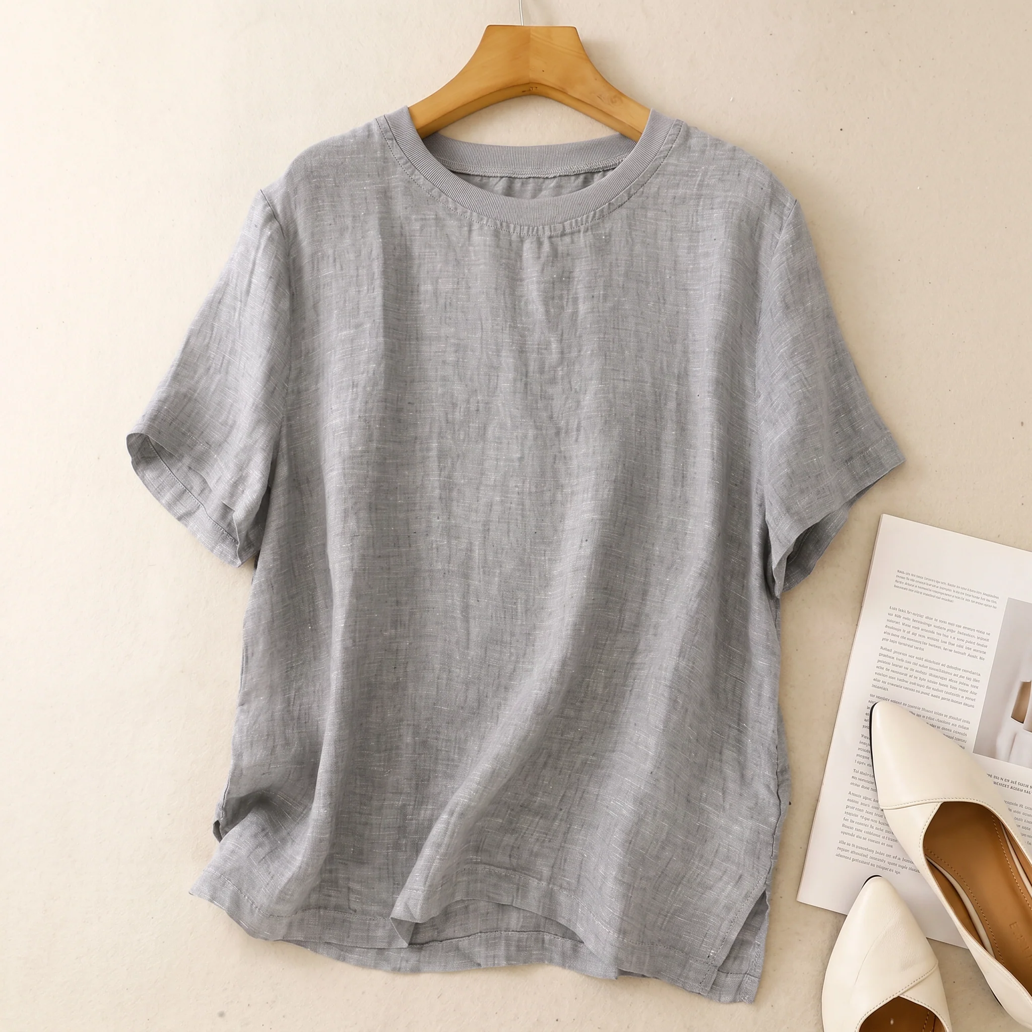 Blouse femme en coton a manches courtes - Legere et decontractee - Image 3