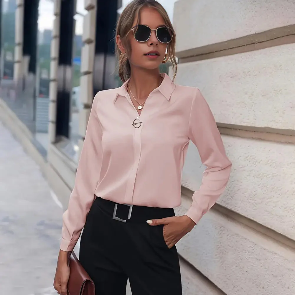 Blouse Femme Manches Longues Col V – Haut Essentiel Confortable - Image 2