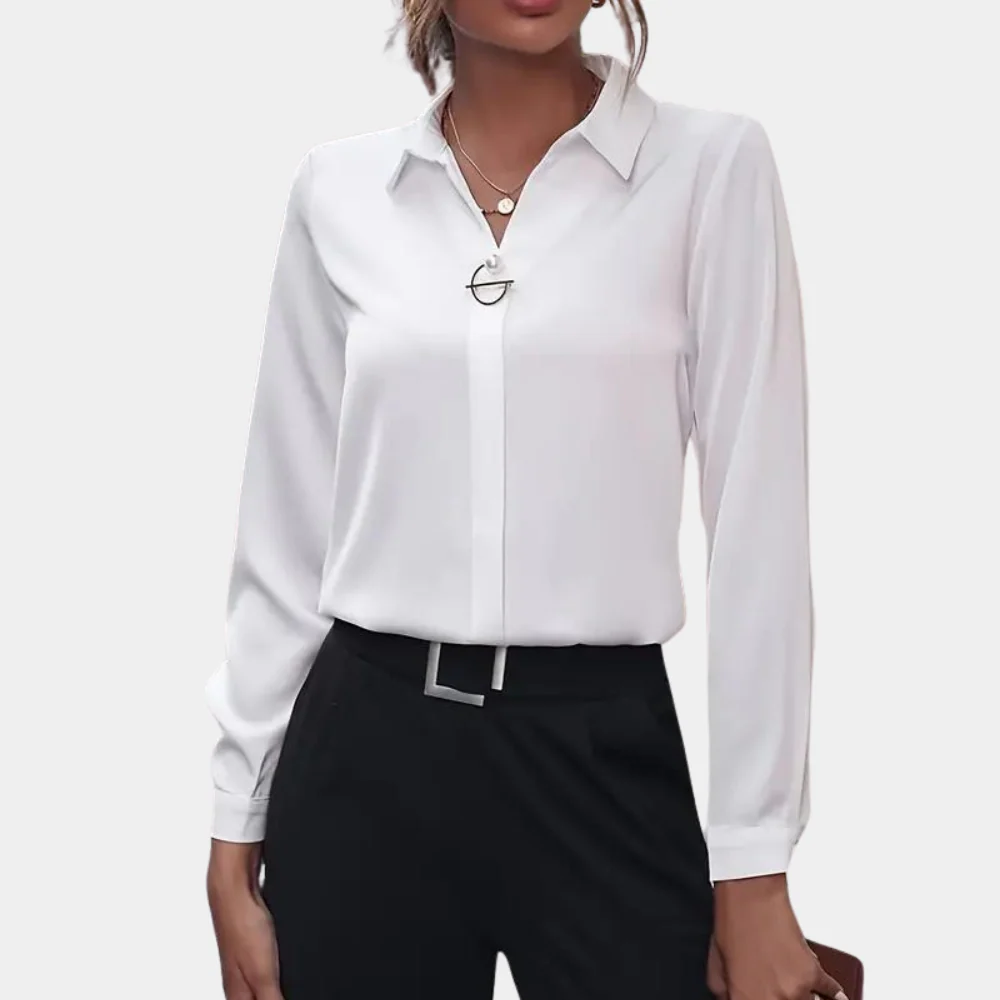 Blouse Femme Manches Longues Col V – Haut Essentiel Confortable - Image 3