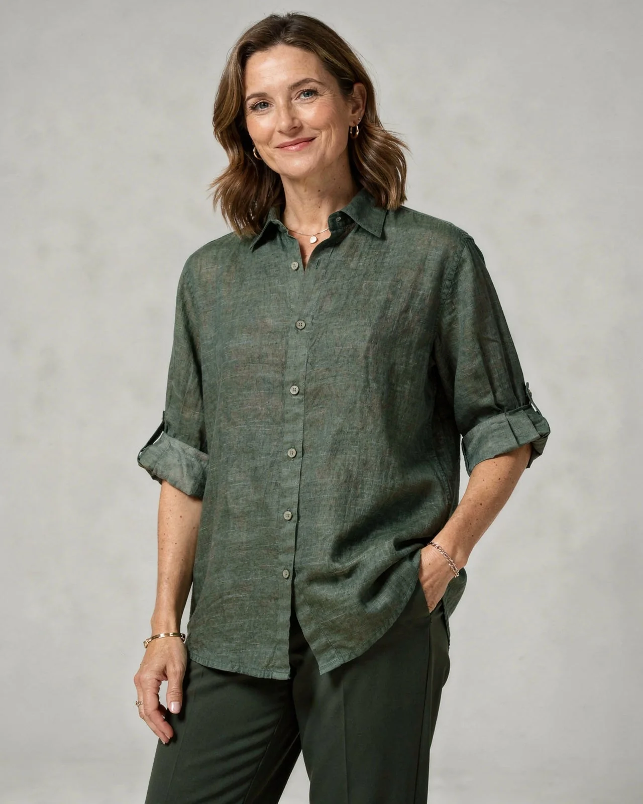 Blouse Oversize en Coton-Lin – Haut Femme à Manches Longues Décontracté - Image 10