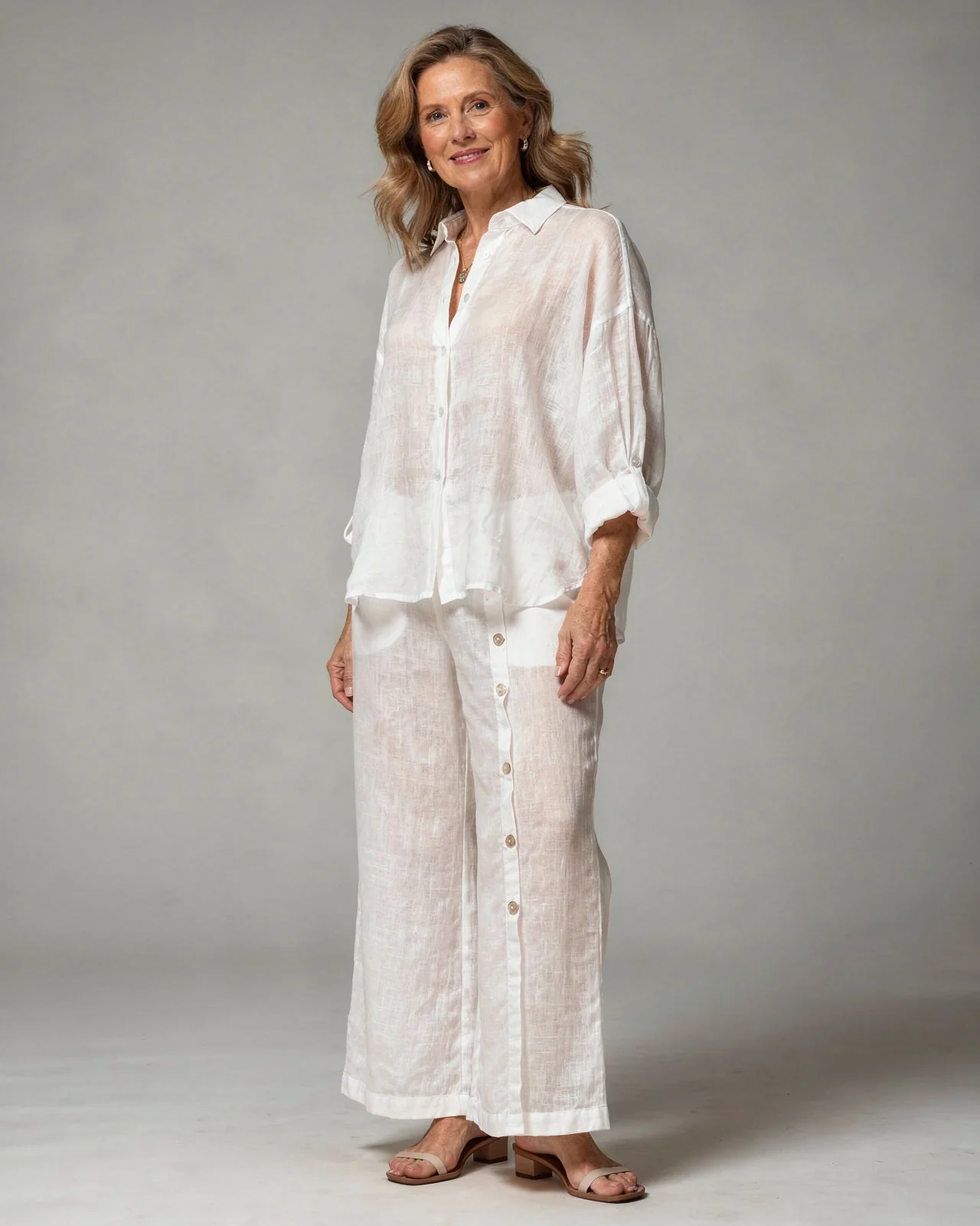 Blouse Oversize en Coton-Lin – Haut Femme à Manches Longues Décontracté - Image 12