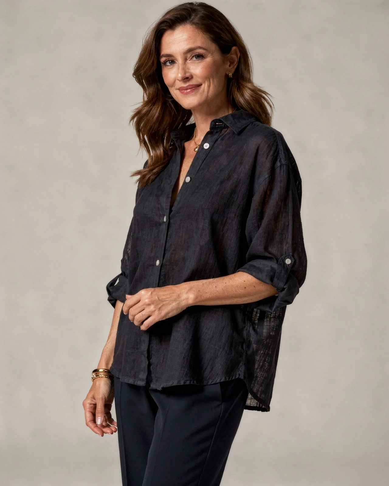 Blouse Oversize en Coton-Lin – Haut Femme à Manches Longues Décontracté - Image 13