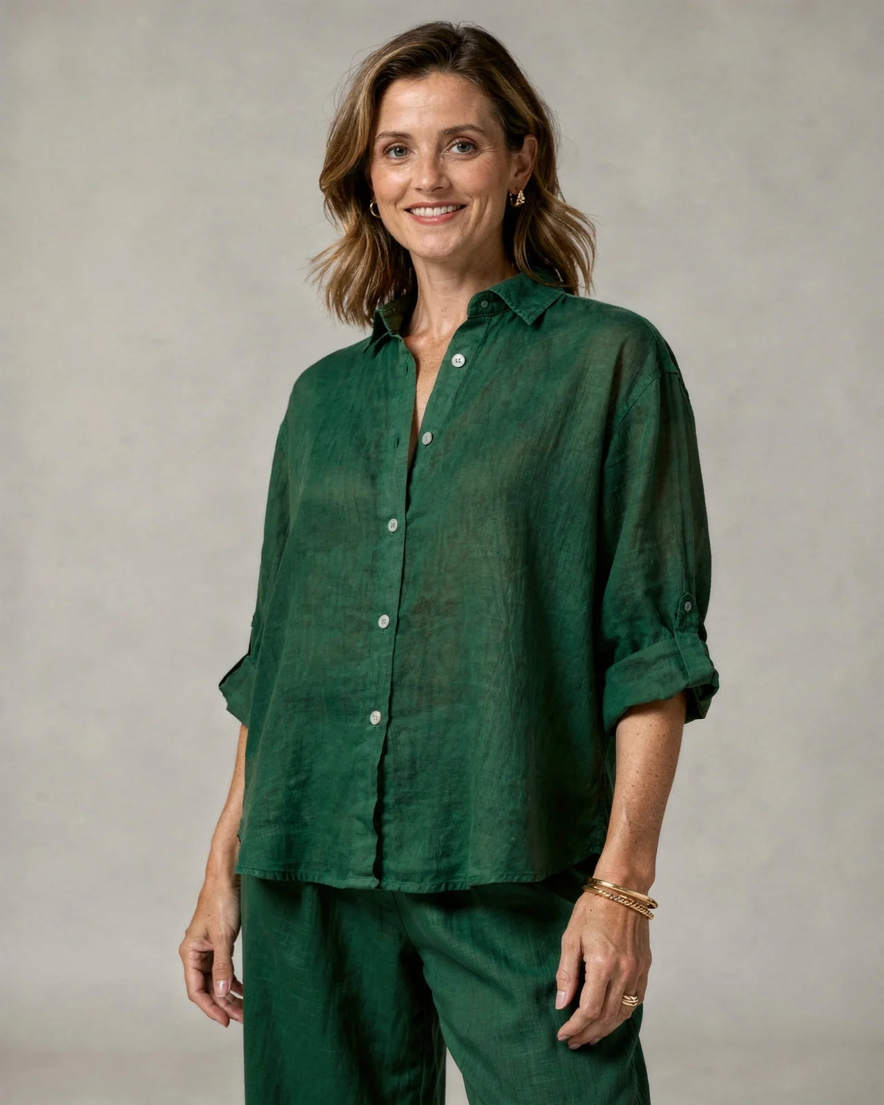 Blouse Oversize en Coton-Lin – Haut Femme à Manches Longues Décontracté - Image 14