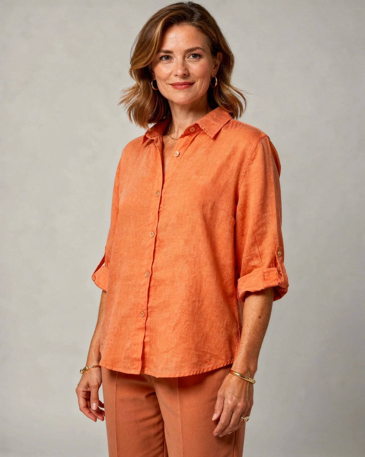 Blouse Oversize en Coton-Lin – Haut Femme à Manches Longues Décontracté - Image 15