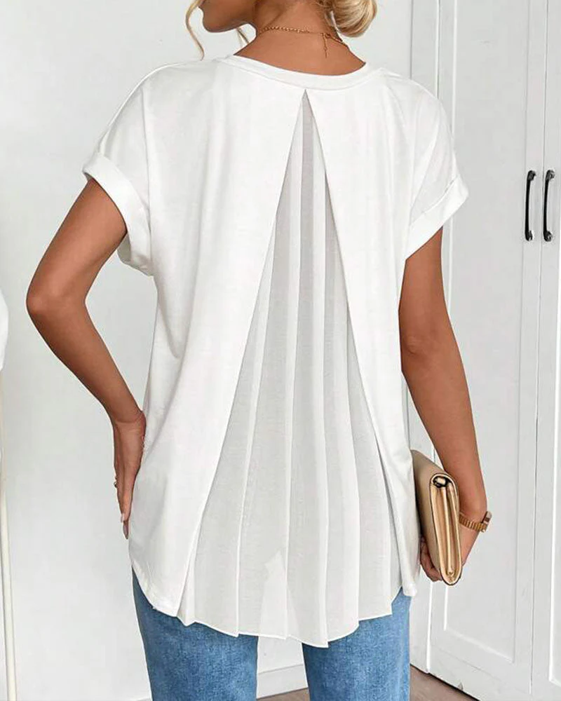 Blouse plissée à manches courtes femme - Image 3