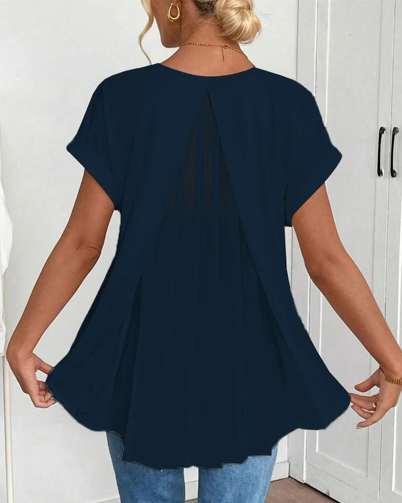 Blouse plissée à manches courtes femme - Image 5