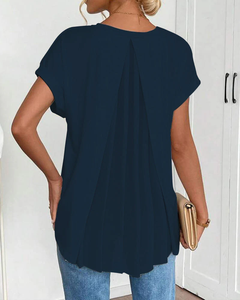 Blouse plissée à manches courtes femme - Image 7