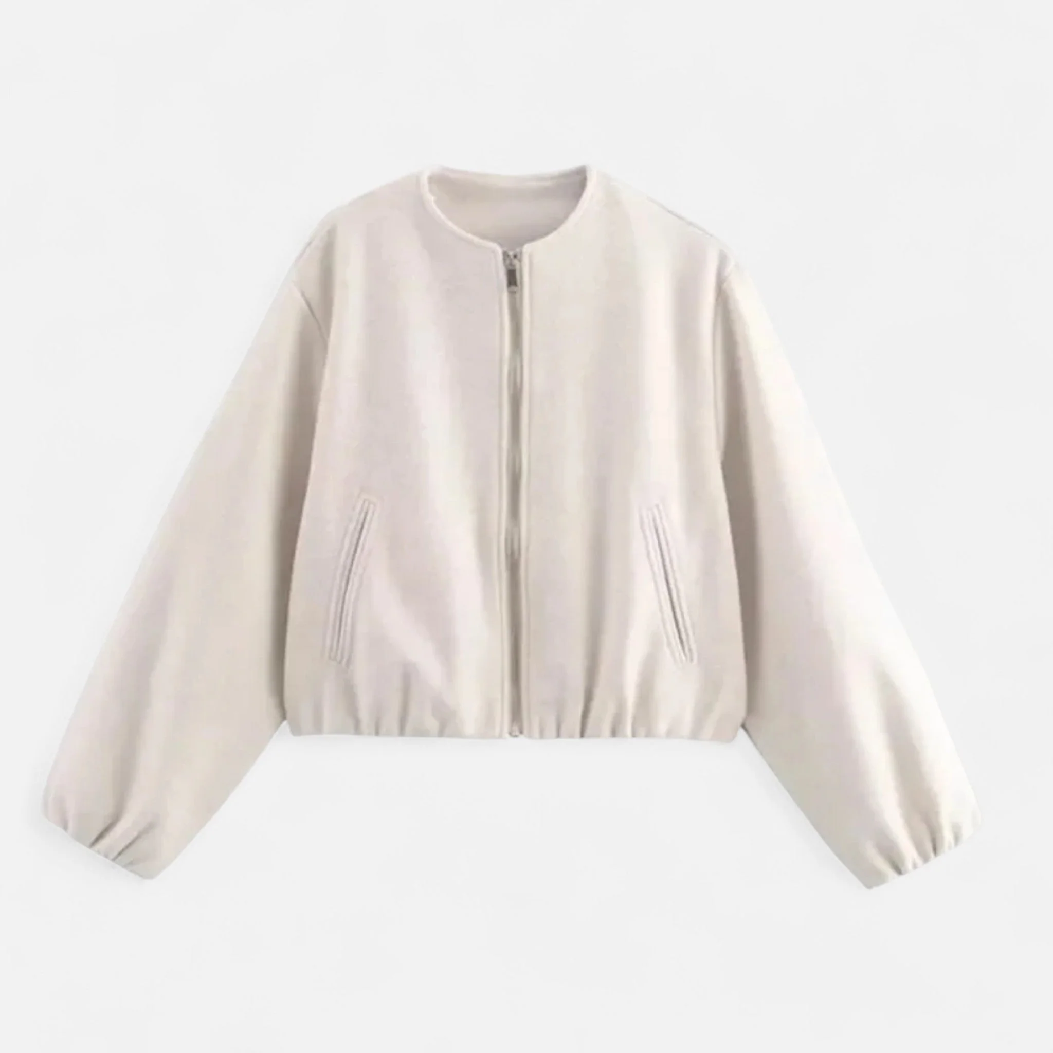Blouson rétro zippé pour femme – Col rond, style urbain décontracté - Image 4