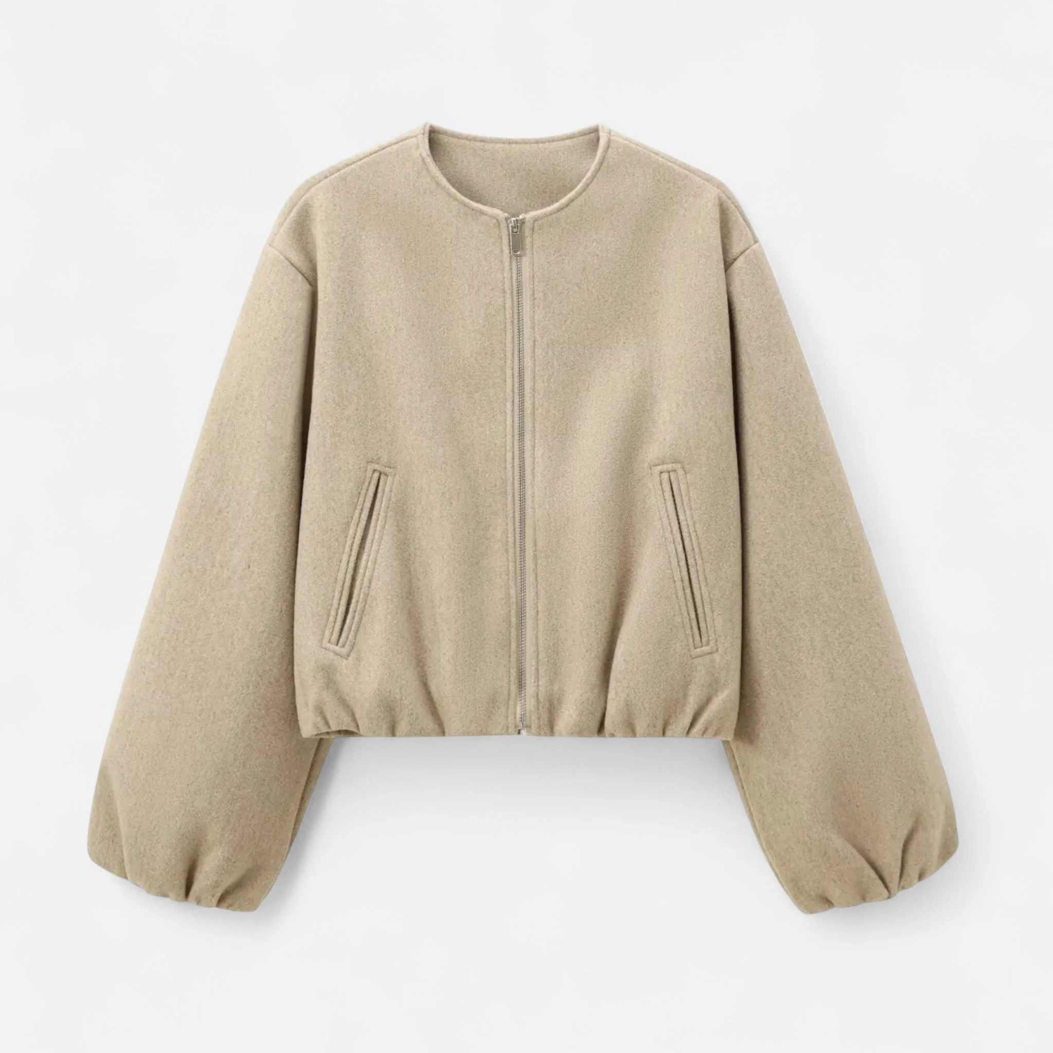 Blouson rétro zippé pour femme – Col rond, style urbain décontracté - Image 5
