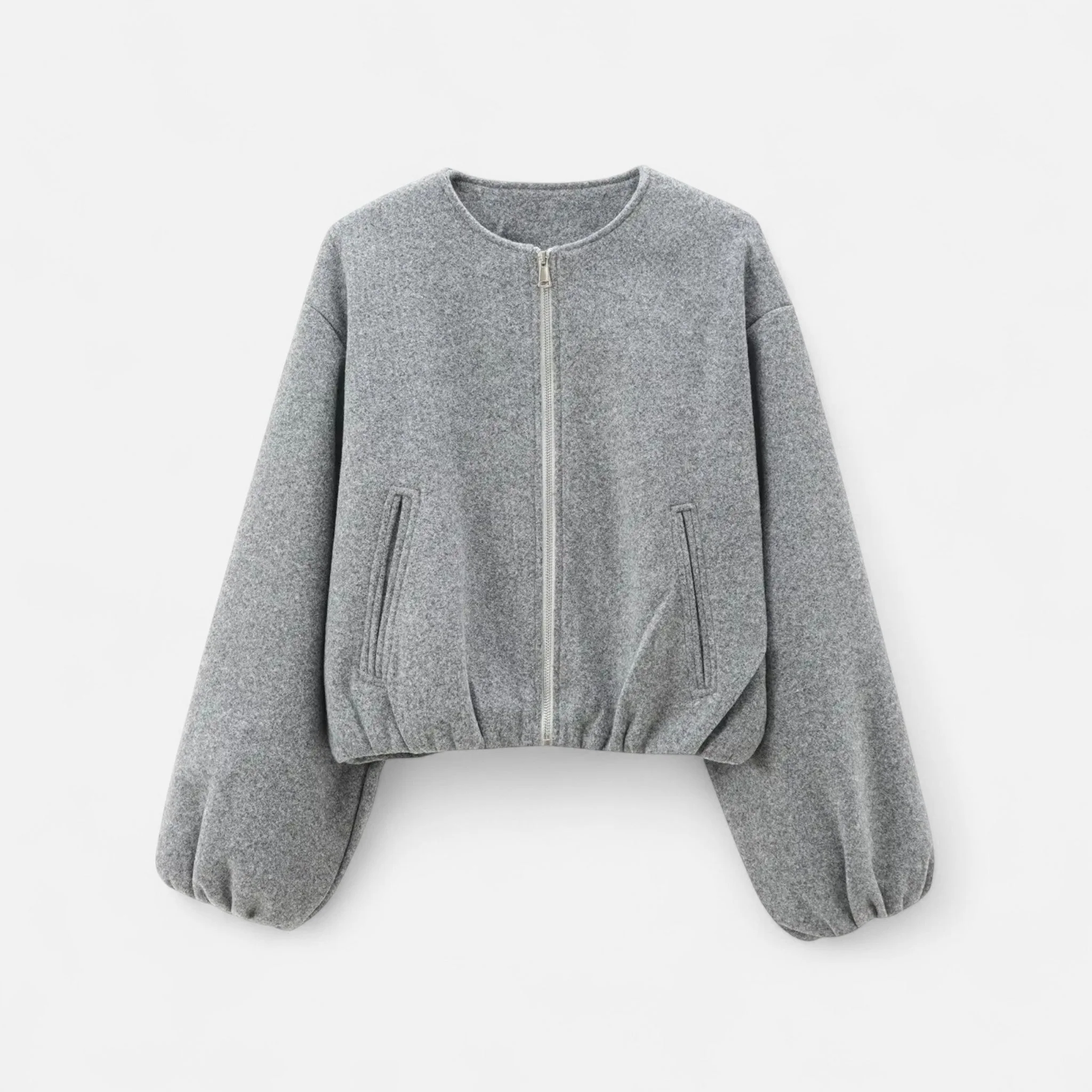 Blouson rétro zippé pour femme – Col rond, style urbain décontracté - Image 6