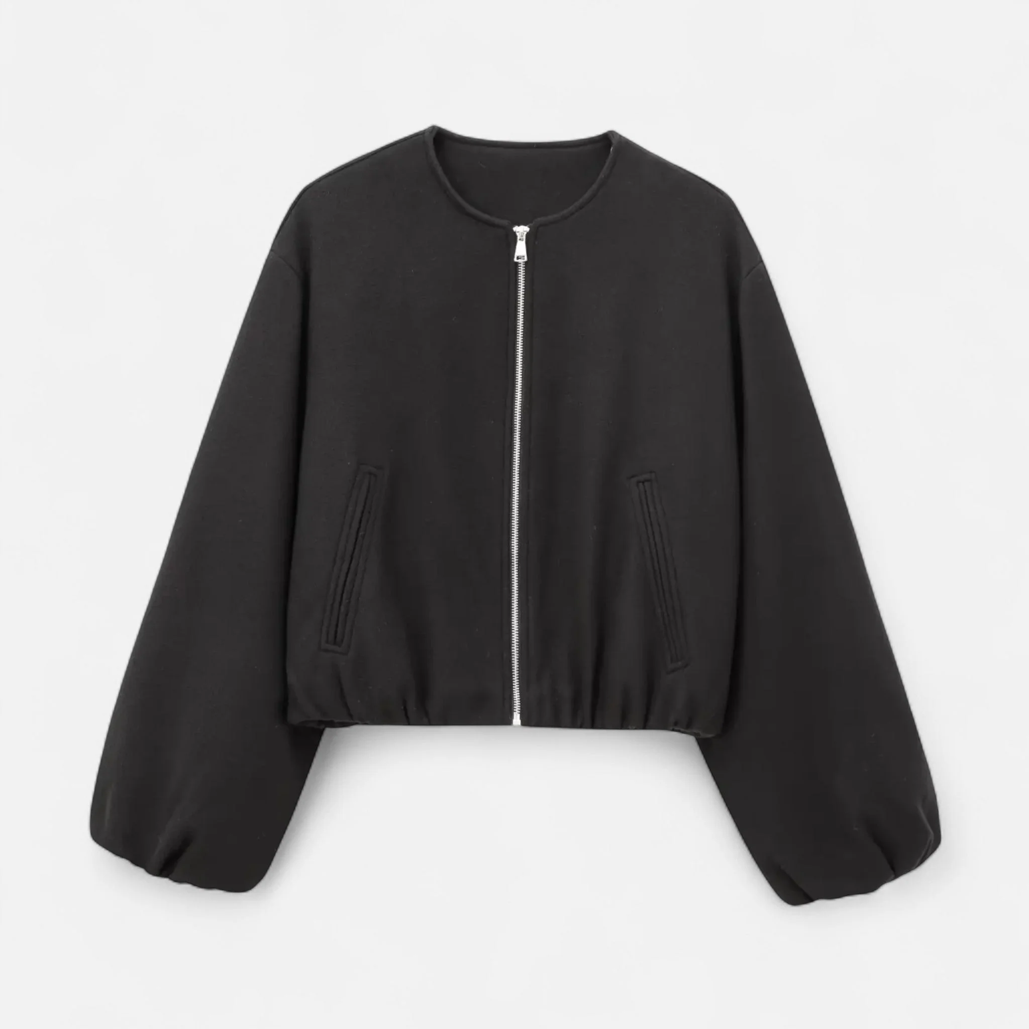 Blouson rétro zippé pour femme – Col rond, style urbain décontracté - Image 7